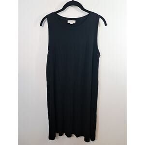 Loft Women's Black Jersey Knit Dress In Size Large Knee-length Classic Comfort